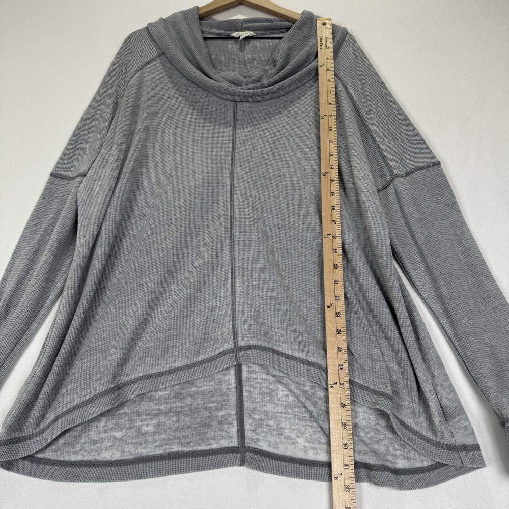 Lucky Brand Top Womens XL Gray Tunic Waffle Knit Burnout Cowl Stretchy Lounge‎ - Picture 13 of 13